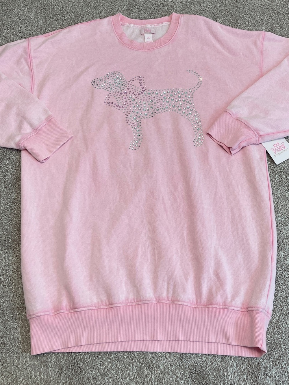 NWT Pink X LoveShackFancy Bling Dog Sweatshirt Dress L - Picture 7 of 10